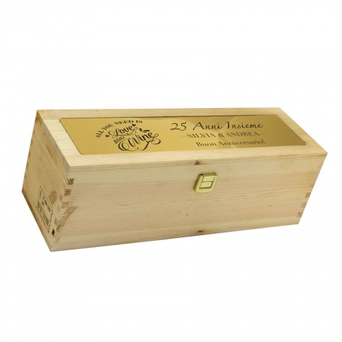 Cassetta in legno per vino personalizzata con targa in metallo - 1 bottiglia - mozart WINE ATTACH