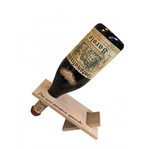 Espositore per bottiglia vino pregiato personalizzato in legno WINE ATTACH Grandi Bottiglie