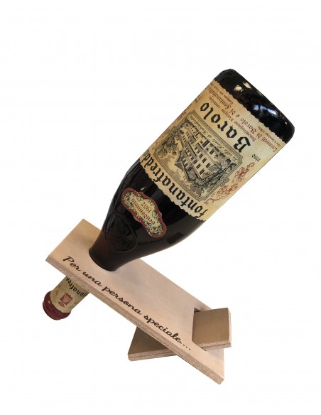 Espositore per bottiglia vino pregiato personalizzato in legno WINE ATTACH Grandi Bottiglie