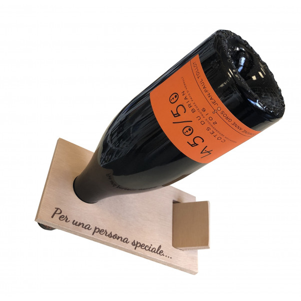 Espositore per bottiglia vino pregiato personalizzato in legno WINE ATTACH Grandi Bottiglie
