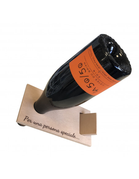 Espositore per bottiglia vino pregiato personalizzato in legno WINE ATTACH Grandi Bottiglie
