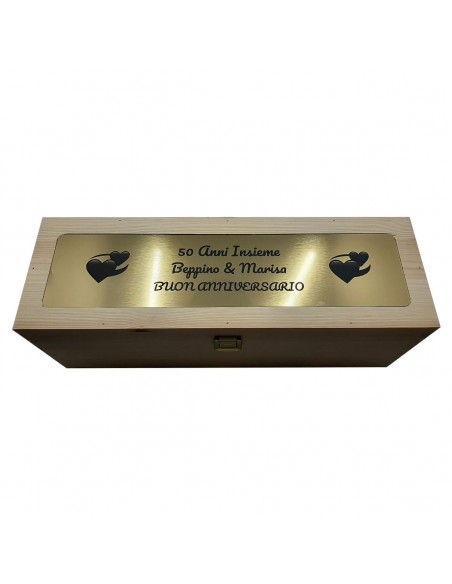 Cassetta in legno per vino personalizzata con targa in metallo - 1 bottiglia - mozart WINE ATTACH