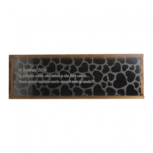 RENOIR CUORE - Cassetta in legno personalizzata con coperchio in plexiglass - 1 bottiglia WINE