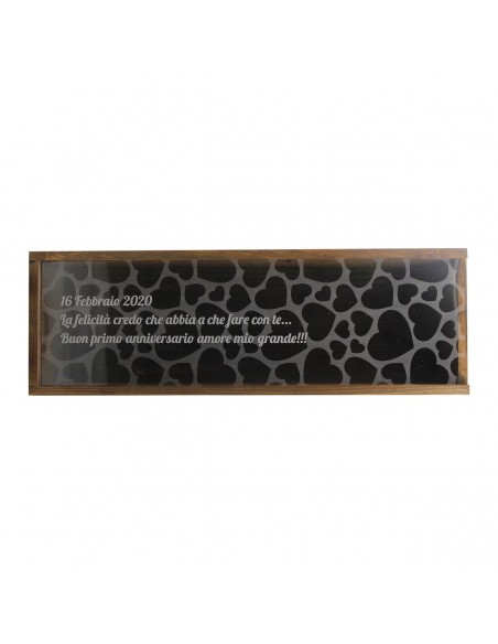 Cassetta in legno personalizzata con coperchio in plexiglass - 1 bottiglia - renoir cuore