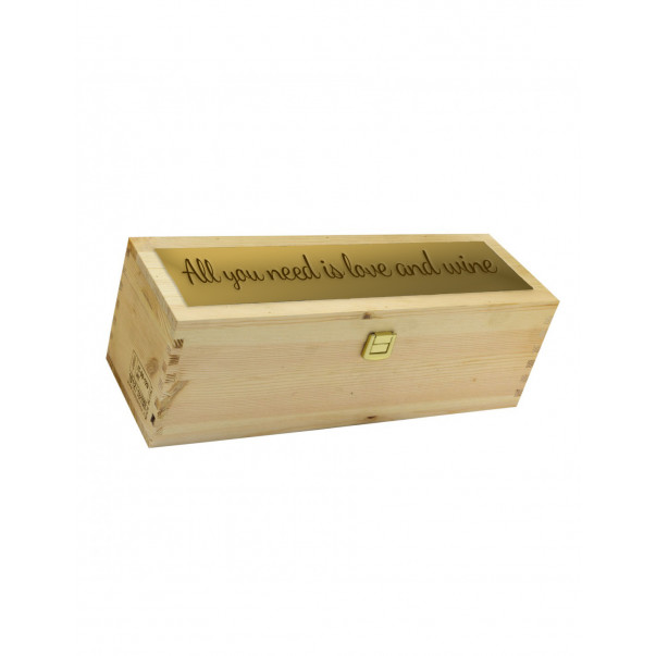 Custom Engraved Wood Wine Box with Metal Foil - Single Bottle