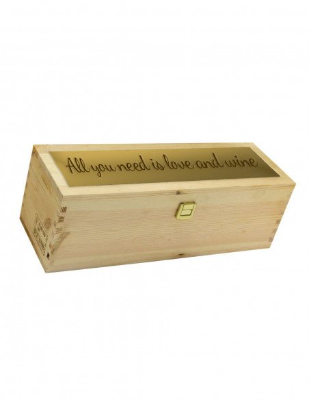 Custom Engraved Wood Wine Box with Metal Foil - Single Bottle