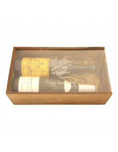 Cassetta in legno per vino personalizzata con coperchio in plexiglass - 1 o 2 bottiglie - picasso