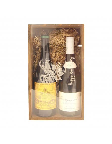 Cassetta in legno per vino personalizzata con coperchio in plexiglass - 1 o 2 bottiglie - picasso
