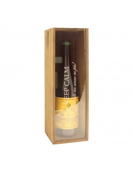 Custom Engraved Wood Wine Box  - Plexiglass Cover 1 or 2 Bottles
