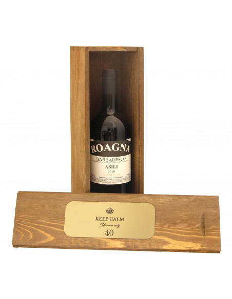 Custom Engraved Wood Wine Box with Metal Foil - Single Bottle