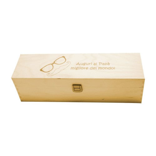 PERSONALIZED WOODEN WINE BOX - 1 BOTTLE - ILVA