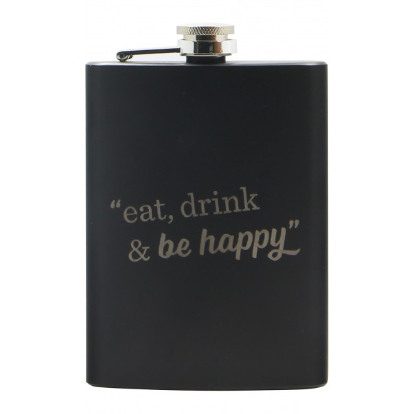 Custom Engraved Liquor Black Flask | oohwine.com