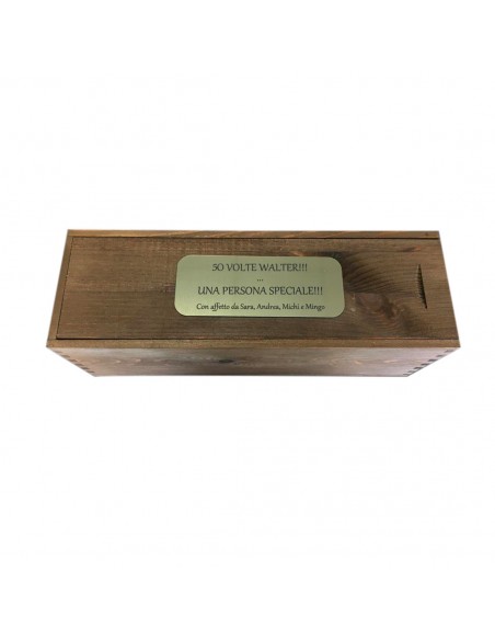 Custom Engraved Wood Wine Box with Metal Foil - Single Bottle