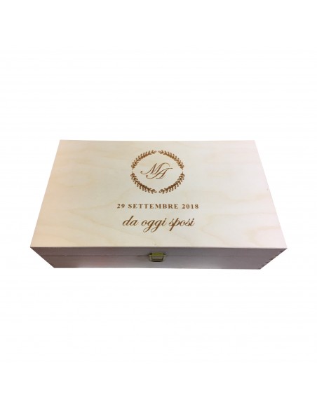 PERSONALIZED WOODEN WINE BOX - 2 BOTTLES - ILVA2