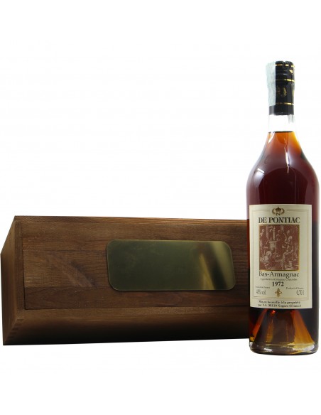 BAS ARMAGNAC CON CASSETTA LEGNO PERSONALIZZATA 1972 DE PONTIAC Grandi Bottiglie